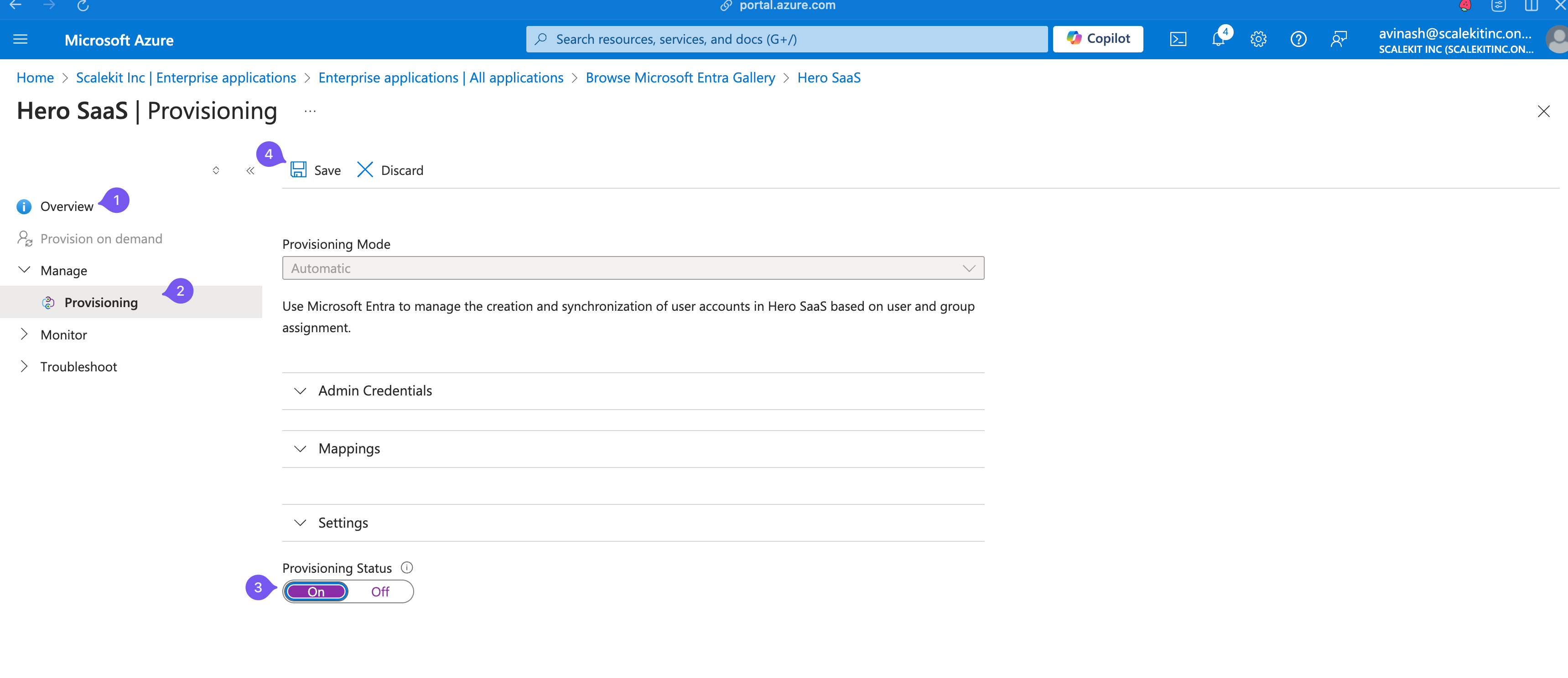 Making sure the "Provisioning Status" is toggled "On".