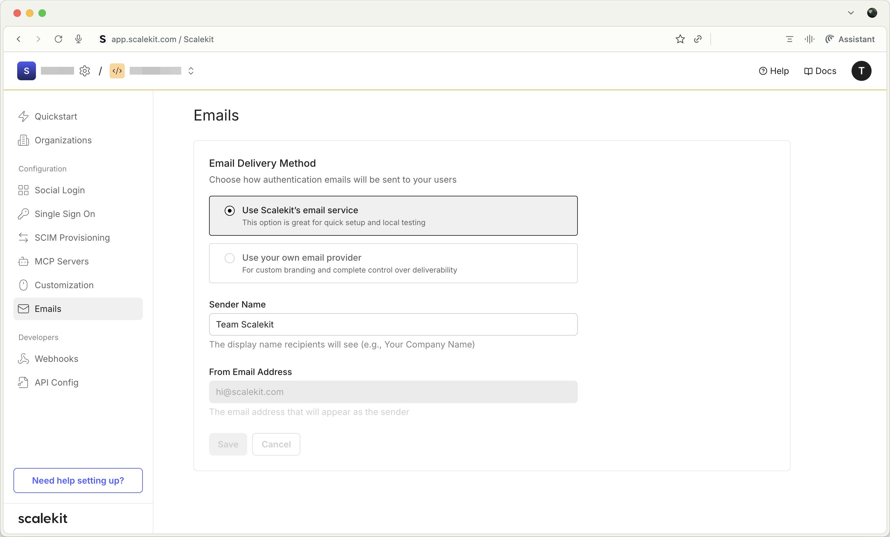 Email delivery methods in Scalekit