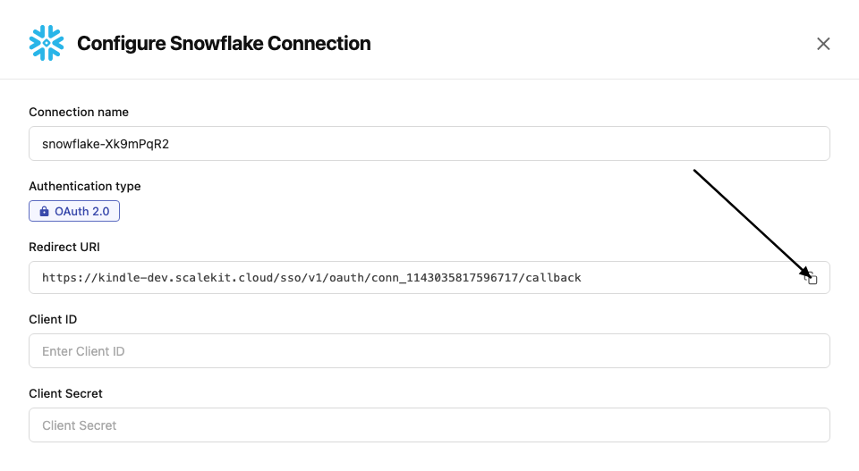 Configure Snowflake Connection with redirect URI